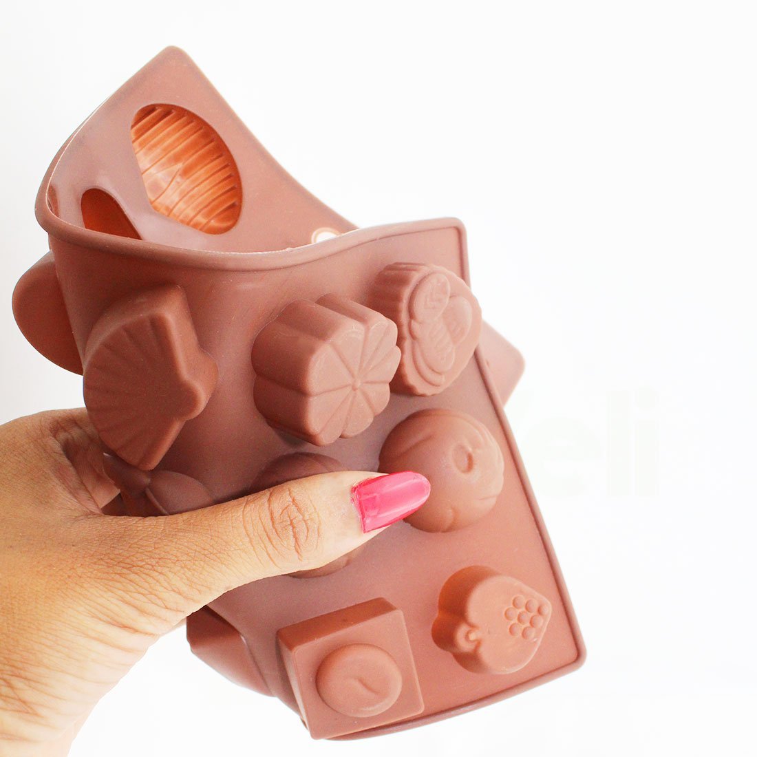 3502 silicone chocolate molds reusable multi shape 14 cavity candy baking mold brown 8 inch pack of 1