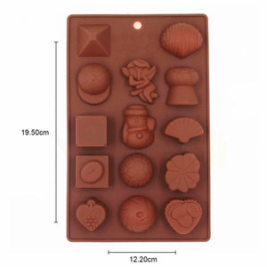 3502 silicone chocolate molds reusable multi shape 14 cavity candy baking mold brown 8 inch pack of 1
